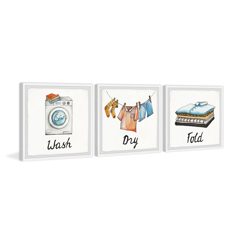 Bakken Stretched Clothesline by Marmont Hill - 3 Piece Single Picture Frame Panoramic Painting, 45cm H x 45cm W