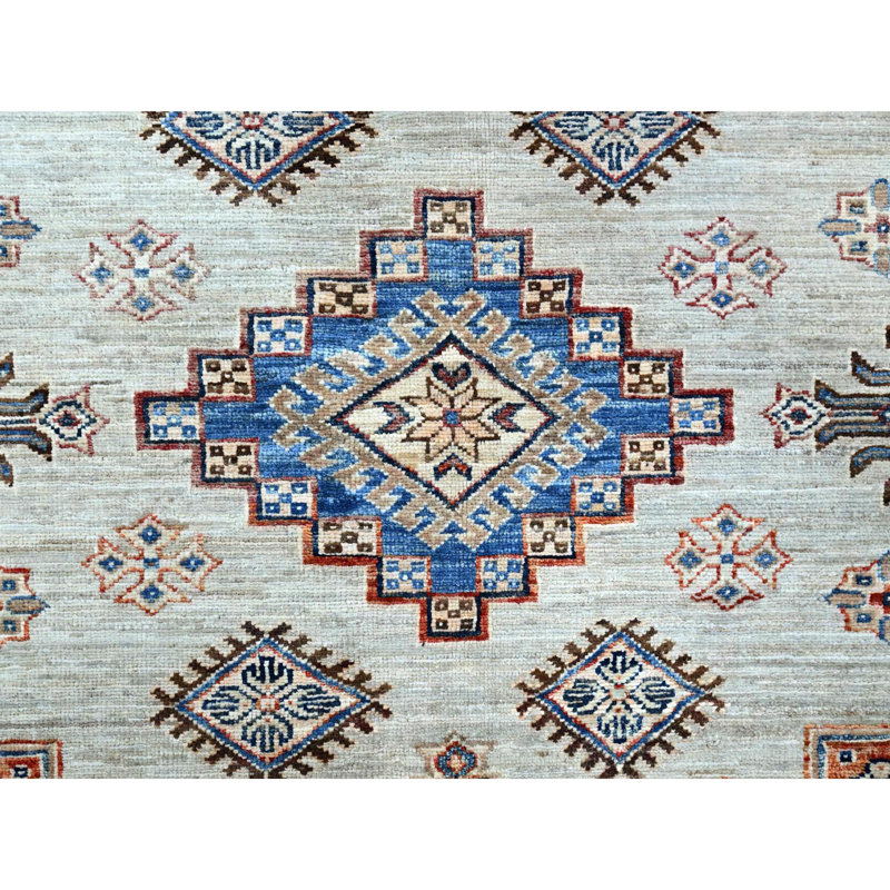 Tapis oriental super Kazak en laine noué à la main 10 pi x 13 pi 8 po gris Wickham 6C907931AF88445A9EC6C4F150343F57