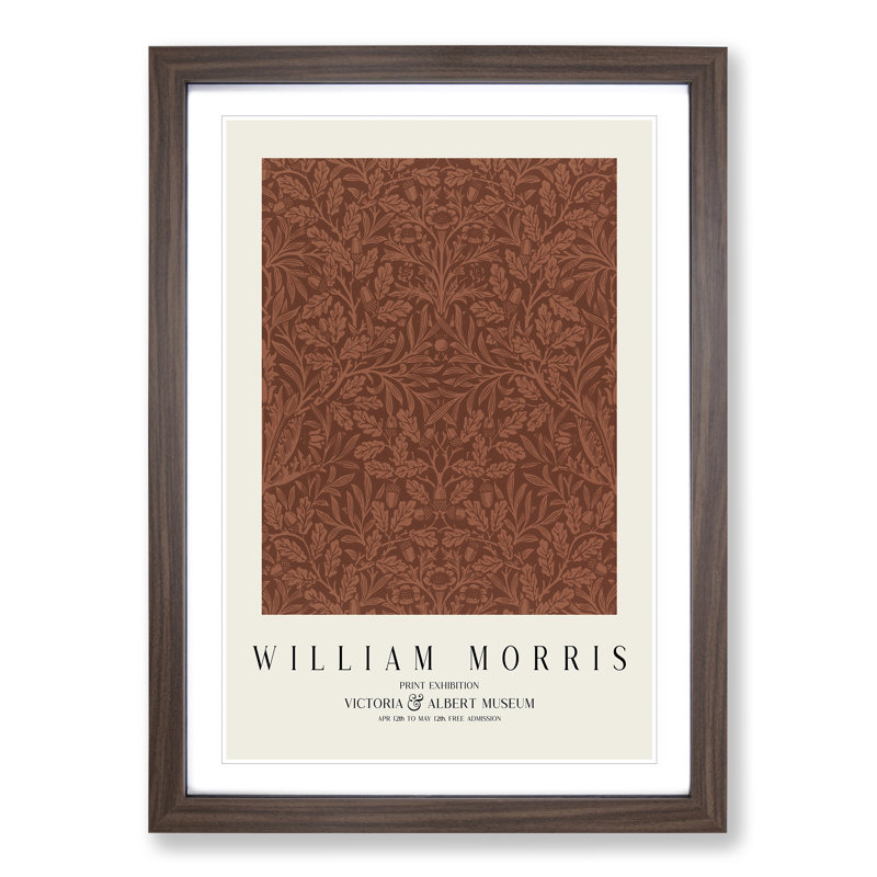 Acorns and Oak Leaves by William Morris - Picture Frame Painting, 48cm H x 36cm W x 2cm D, Walnut Framed