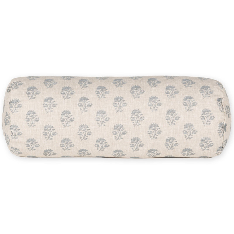Coussin décoratif Birch Lane, Polyester, Motif floral bleu 2, Traversin H 8 po x l 21 po
