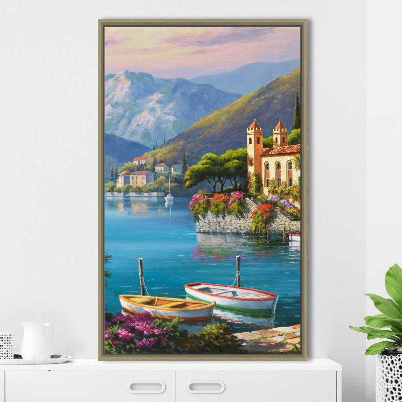 Villa Bella Vista I par - Peinture, Cadre flottant champagne, H 63,5 po x l 39,5 po x P 2 po
