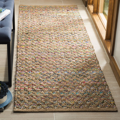 Herzig Handmade Flatweave Jute/Sisal Red/Natural Area Rug
