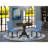 3 Piece Dining Set Contains a Round Kitchen Table with Pedestal and 2 Blue Color Linen Fabric Upholstered Parson Chairs, Cappuccino-121847885-123719598-121847886