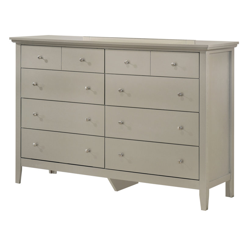 Hammond 8 Drawer 59" Double Dresser, Silver