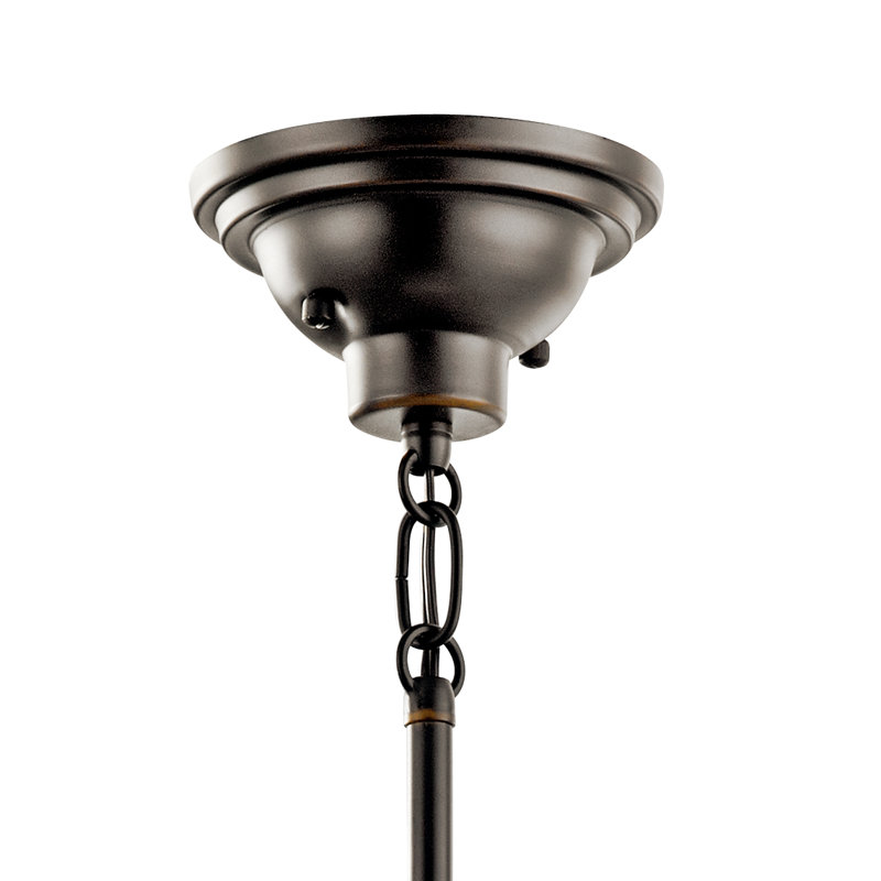 Luminaire suspendu en forme de dôme à 1 lumière Fleeman, Bronze vieilli, H 8 po x l 16 po x P 16 po