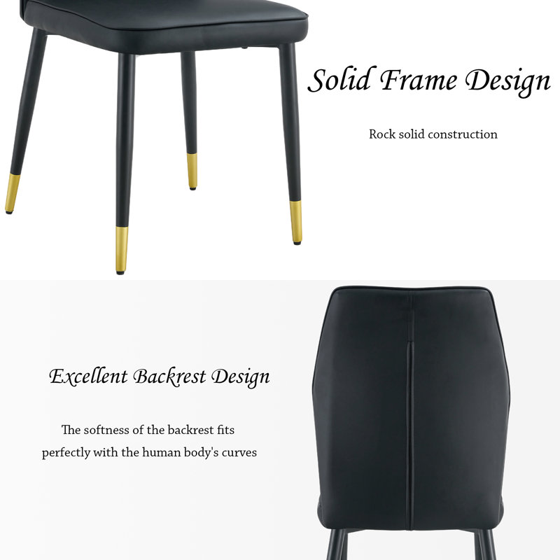 Ensemble de chaises de salle à manger en cuir à motif en métal (ensemble de 4), Noir, noir, noir, noir