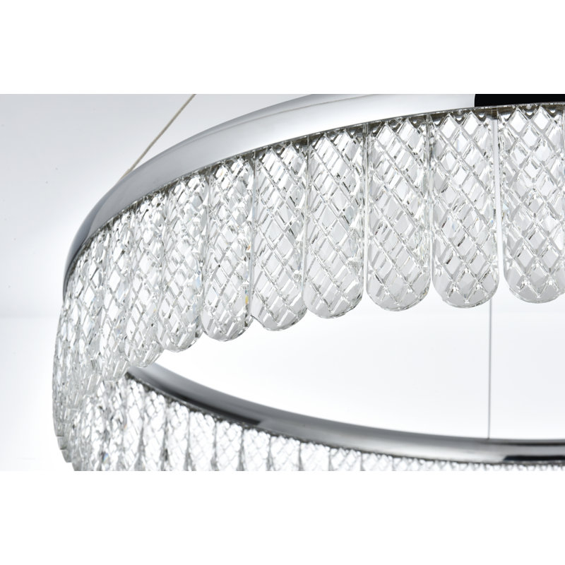 Lustre rond à DEL Yiana, Chrome, H 4,5 po x l 24 po x P 24 po