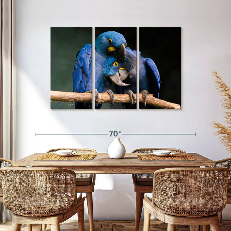 Brampt Hyacinth Blue Macaws, 36" H x 57" W