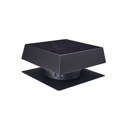 12-Inch Flush Mount Trapezoid Solar Attic Vent, 35W Dual Power Roof Exhaust Fan, Black Metal