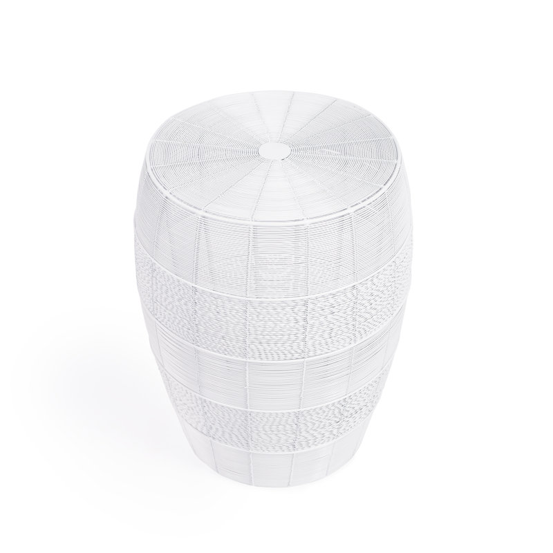 Hegwood Metalworks Drum End Table, White