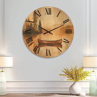 Grande horloge murale en bois pittoresque - Lake Canoe Drifting