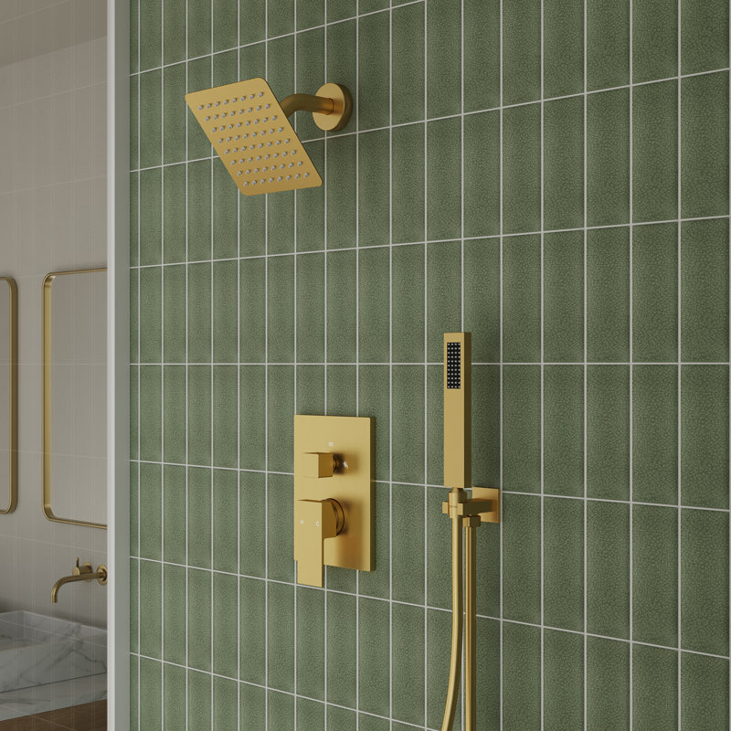 Ensemble de robinet de douche à double fonction, système de douche à pression équilibrée avec douchette, Brushed Gold