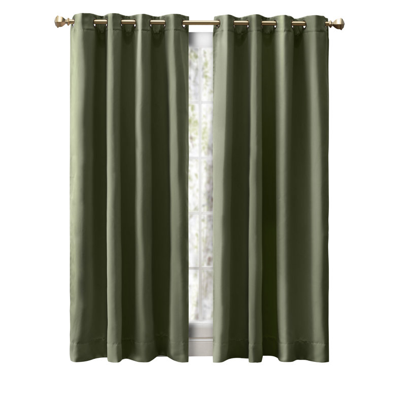 Ardelle Blackout Curtain Single Panel, 56" W x 72" L, Sage with Antiqued Bronze Grommets