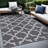 Aldo Reversible Plastic Gray White Outdoor Rug-1124367486