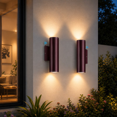 2-Pack 12"H LED Dusk to Dawn Sensor Outdoor Wall Light, IP65 Waterproof Wall Sconce with Aluminum