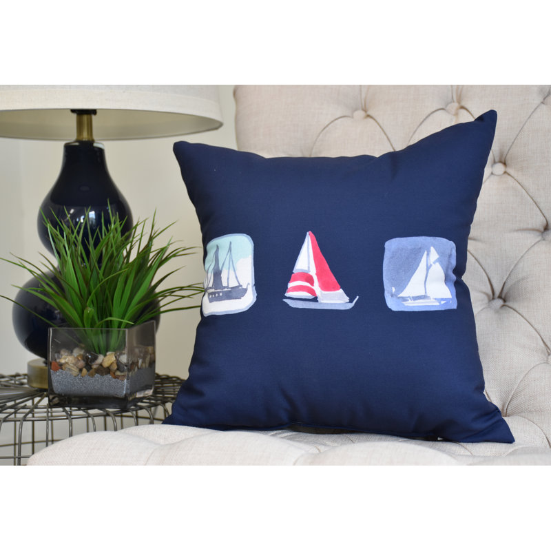 Housse de coussin carré Nantucket, Bleu marine, 16 po x 1 po