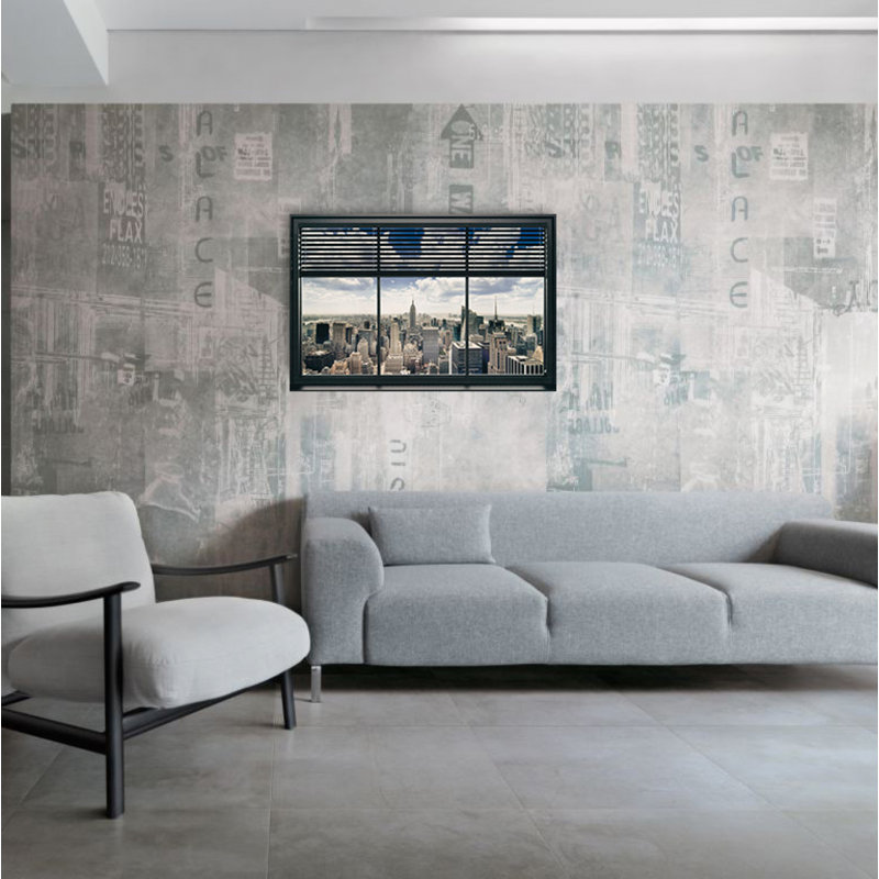 New York, Window Blinds - Single Picture Frame Print on MDF