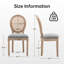 Chaises de salle à manger en bois massif Farmhouse avec assise en lin rembourré et dossier en rotin tissé, ensemble de 2 chaises seulement-2071222682