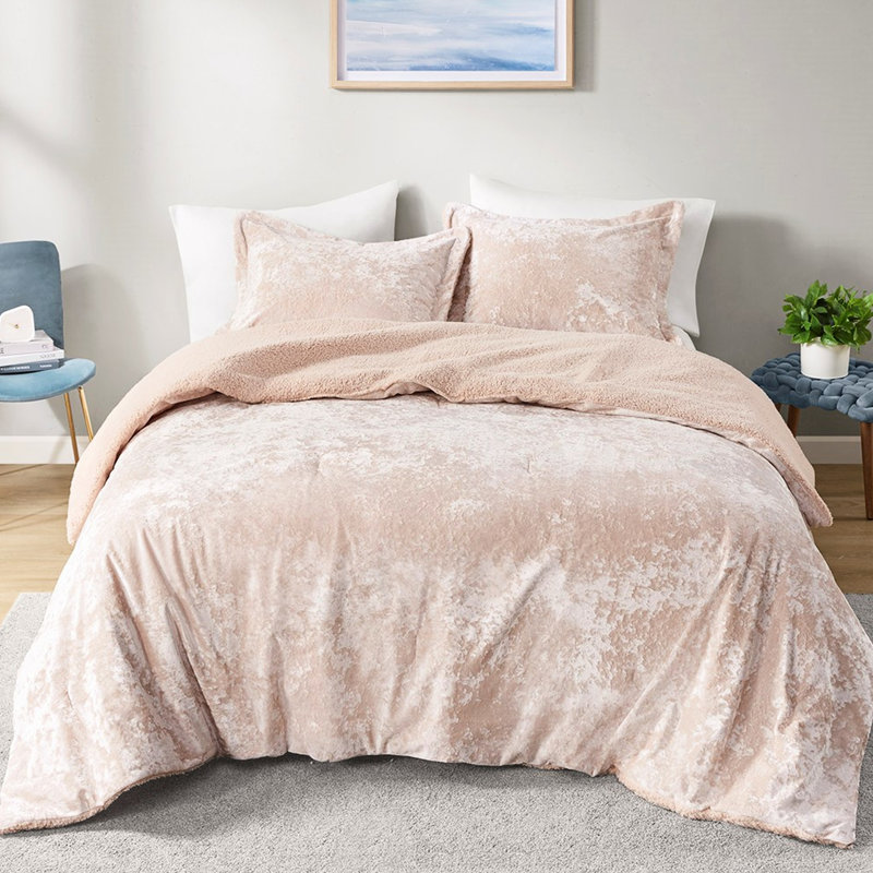 Édredon de luxe pour lit simple / simple TG et velours écrasé rose