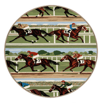 Washable Horse Racing Sports Area Rug