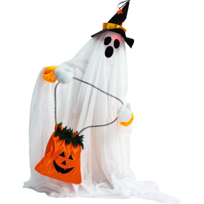 27 po Fantôme animatronique avec lumières et musique, décoration d'Halloween d'intérieur ou d'extérieur couverte