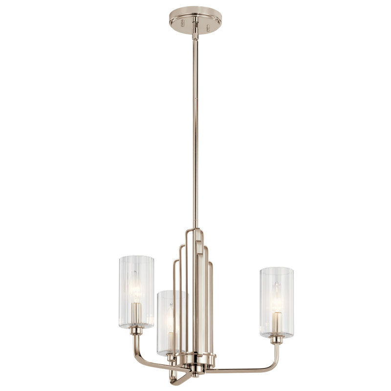 Kimrose 3 - Light Wagon Wheel Chandelier, Polished Nickel