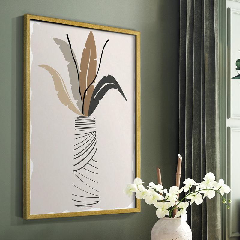 Palm Arrangement II, reproduction encadrée - bois massif, H 20 po x l 16 po, Or
