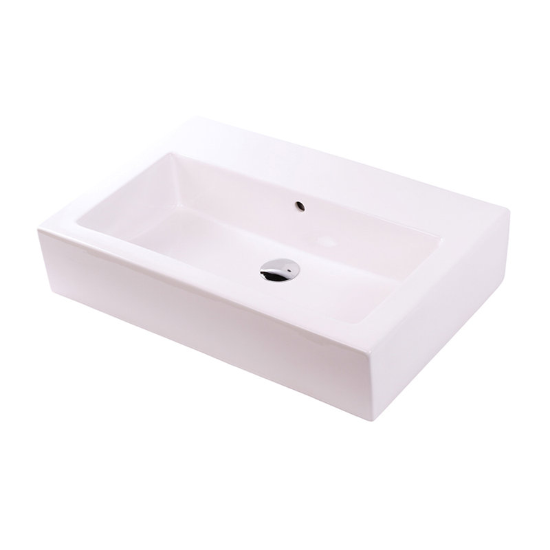 Aquagrande 28.12'' L Bathroom Sink, White, 0 Hole