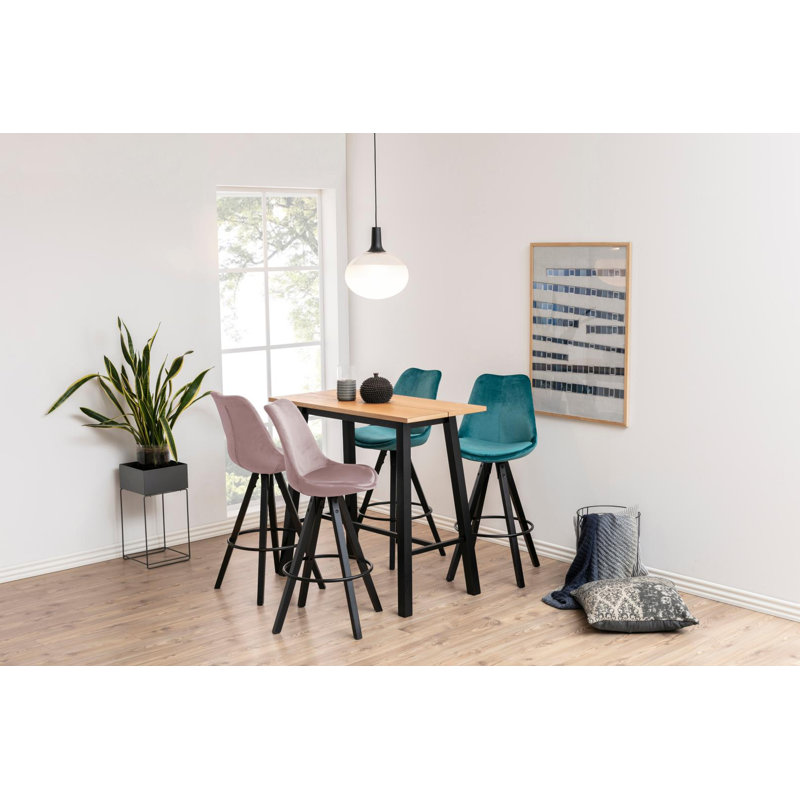 Orrstown Upholstered and Velvet Bar Stool with Solid Wood Frame, Dusty Rose