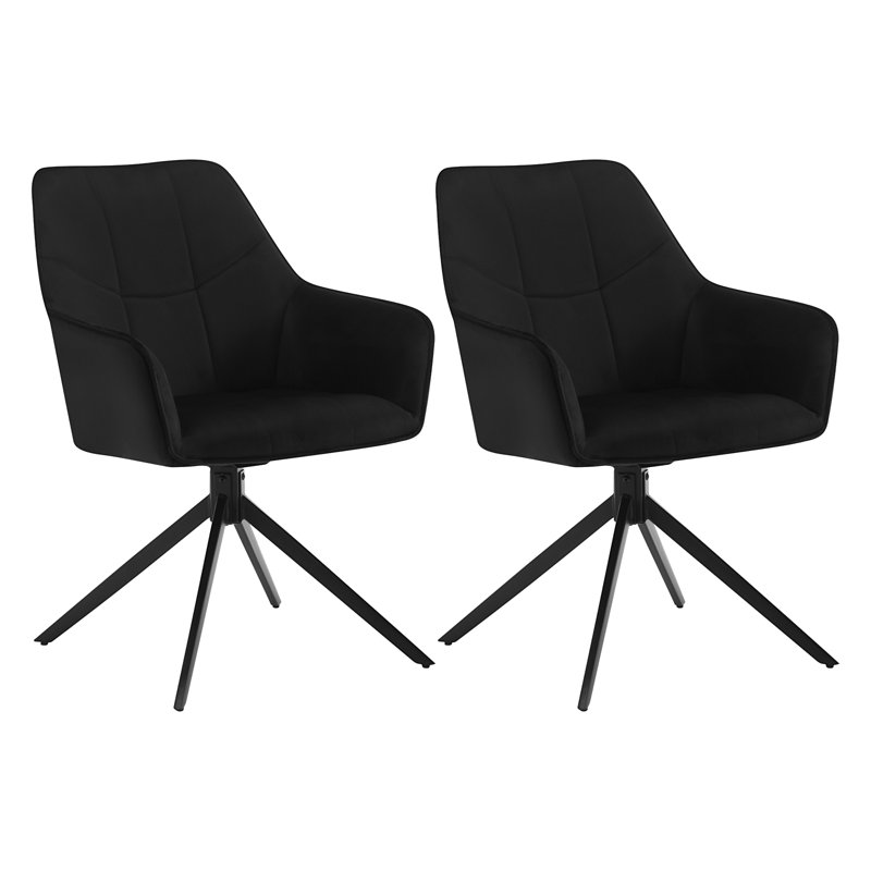 Zaytoune 47cm H Velvet Upholstered Metal Armchair, 2, Black