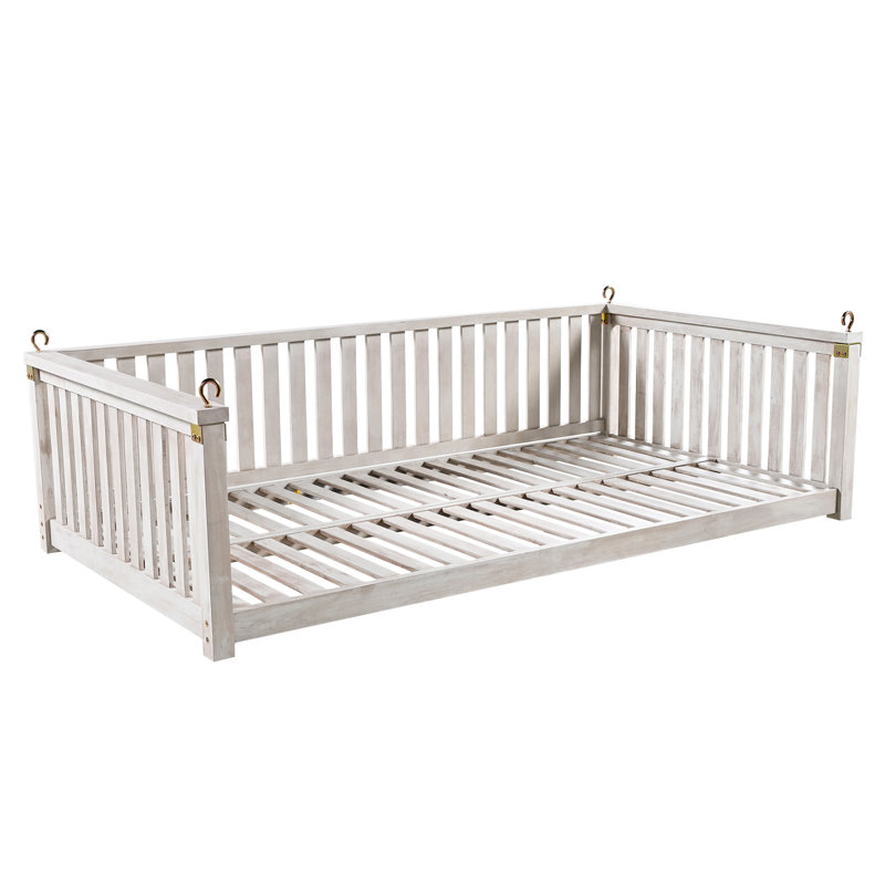 Balancelle de jardin en bois avec des cordes pour la cour arrière, de conception sécuritaire et en pente, blanc, Blanc