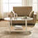 Table basse ovale en rotin blanc