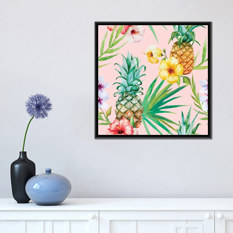 «Hawaii», reproduction d'impression sur toile, H 18 po x l 18 po x P 1,5 po, Toile avec cadre flottant noir, Pas de tapis