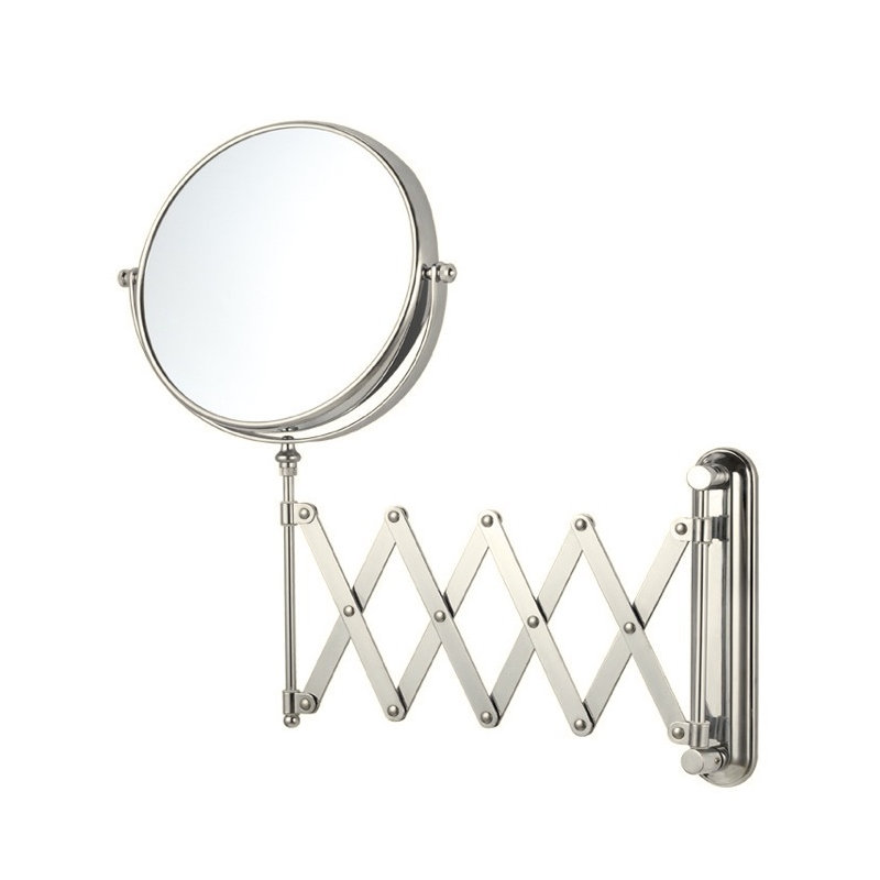 Miroir de maquillage/rasage fixé au mur Hilaire, Nickel satiné