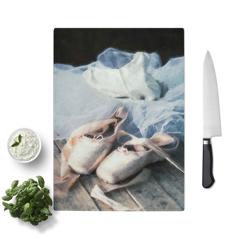 Tempered Glass the Dress and Slippers of a Ballerina in Abstract Chopping Board, 20 cm W x 28.5 cm L