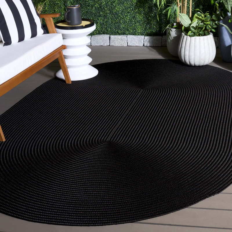 Tapis d'intérieur / extérieur de couleur unie tissé à la main Keiosha Performance, Oval 6 pi x 9 pi