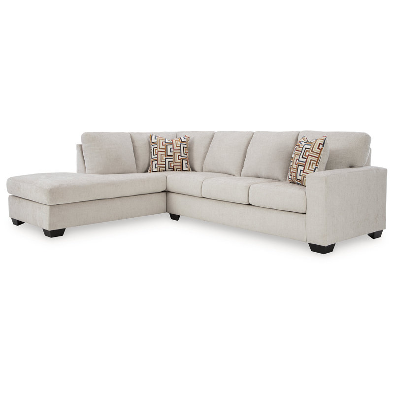 Kleban 2-Piece Sectional With Chaise, Left Hand Facing, White Polyester