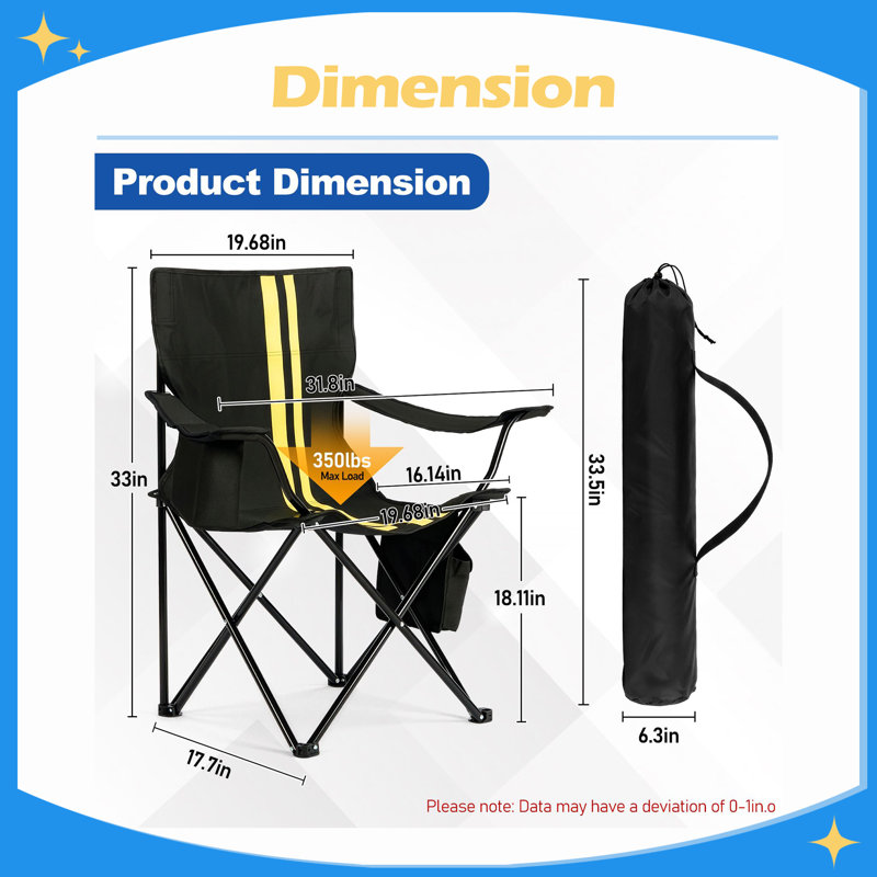 Chaise avec design pliable 33 pouces, Black