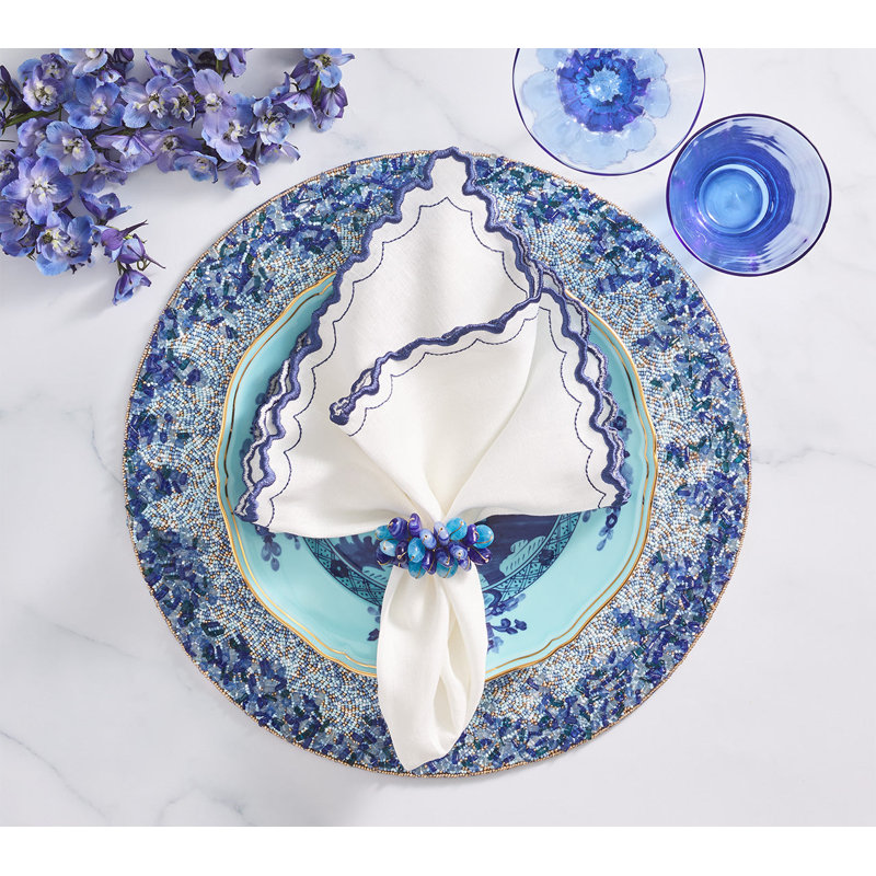 Arches Napkin, White/Blue