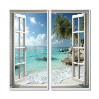 «Open Window Beach Views In Mexico - Coastal Windows», reproduction d'art sur toile 2 pièces