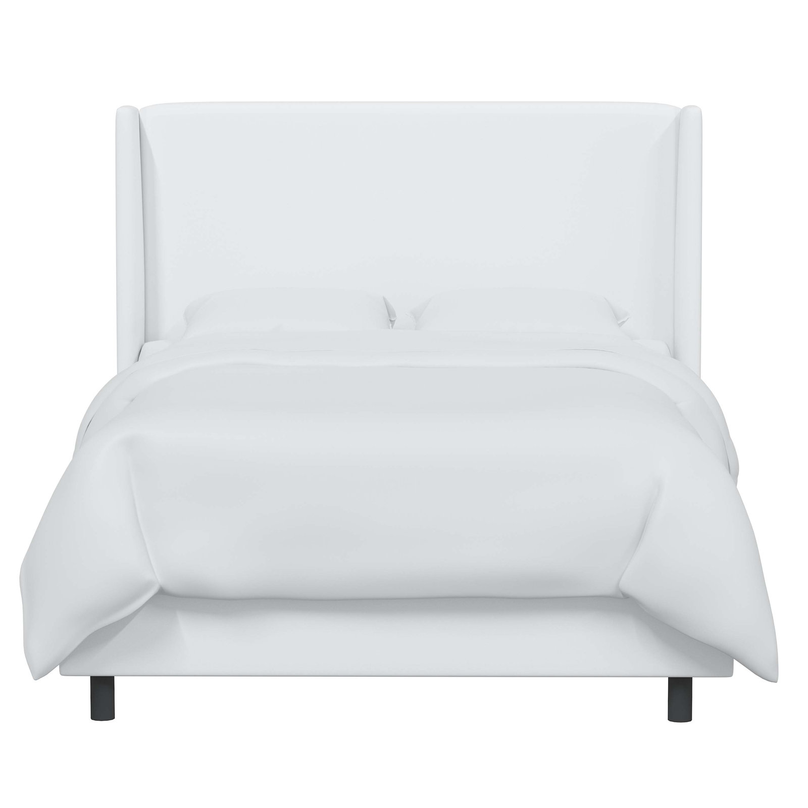 Tilly Linen Upholstered Wingback Bed, Queen, White Performance Twill