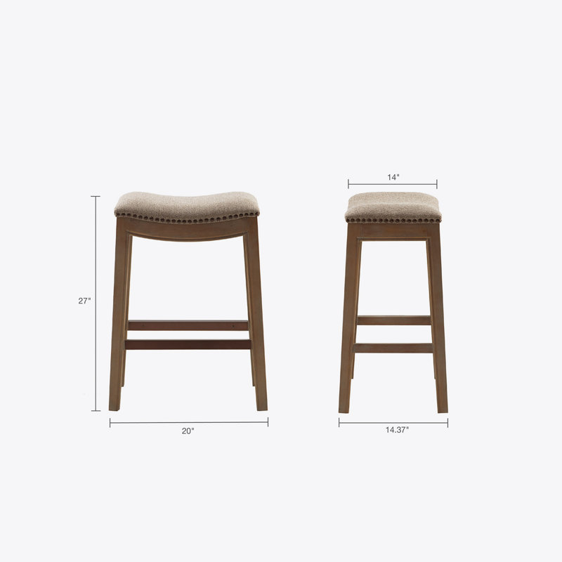 Tabouret de comptoir Saddle, tabouret de bar, chaise à hauteur de comptoir, Brun, Brun clair