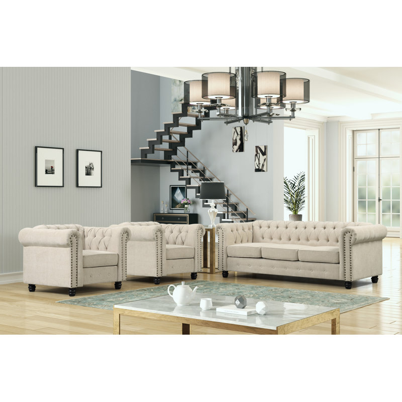 Charlton Home® Beachum 3 Piece Living Room Set & Reviews | Wayfair