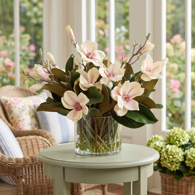 Magnolia Arrangement in Glass Vase