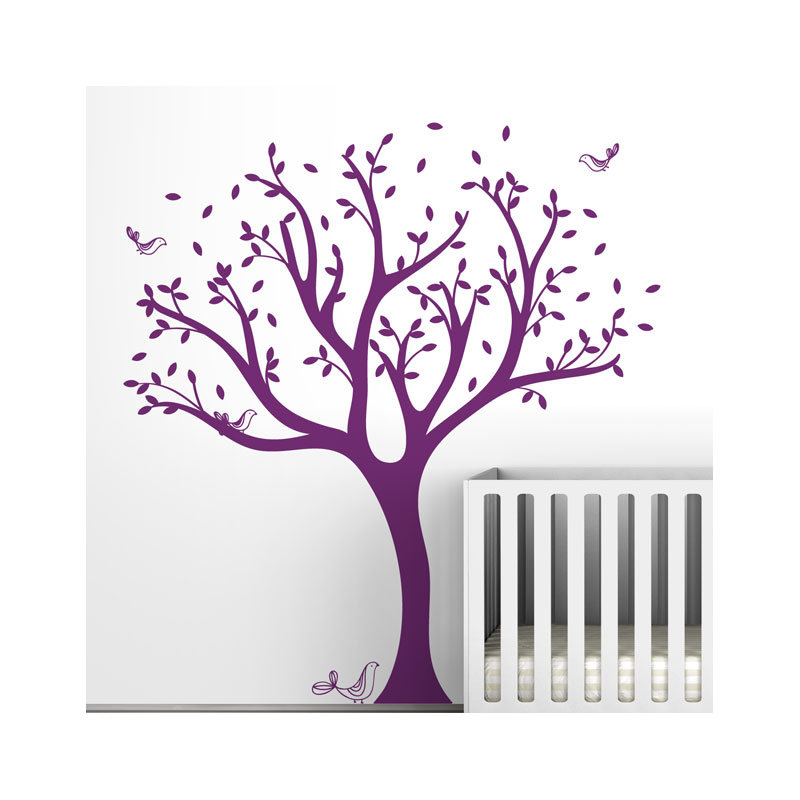 Décalcomanie murale arbre tweet, Violet