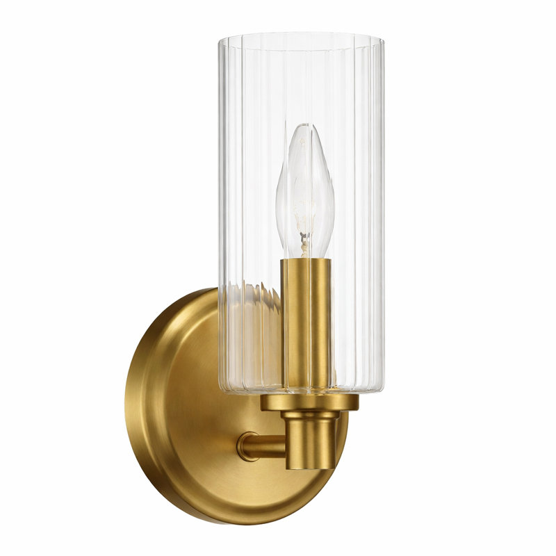 Single Light Wall Armed Sconce Candle Bulb with Satin Brass Finish