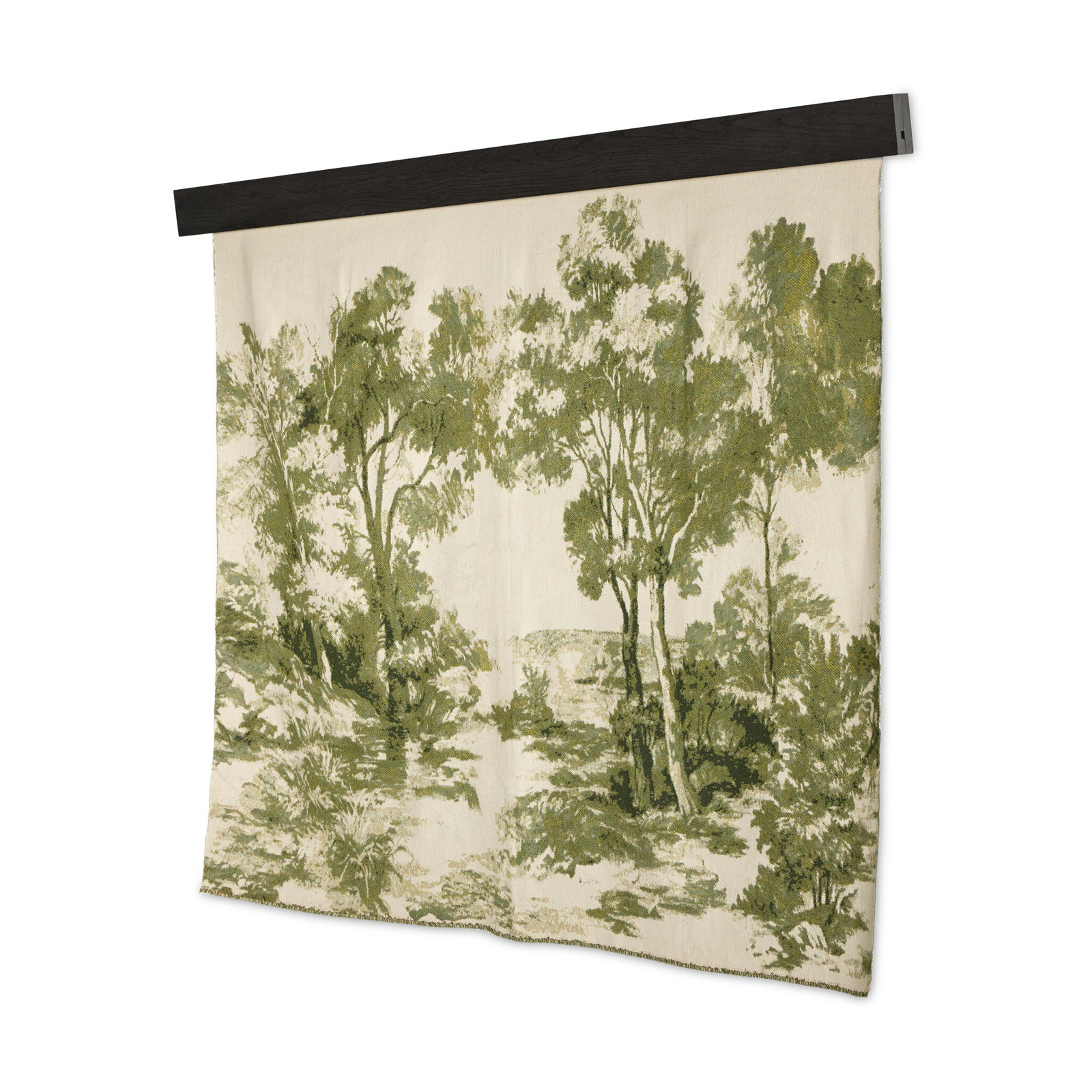 Solid Wood Wall Hanging, Smoked Black/Toile Moss