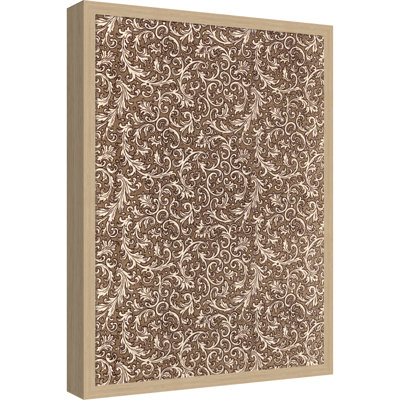 Tableau magnétique en tissu encadré, 19 x 25 cm, motif damassé brun, pour l'organisation murale