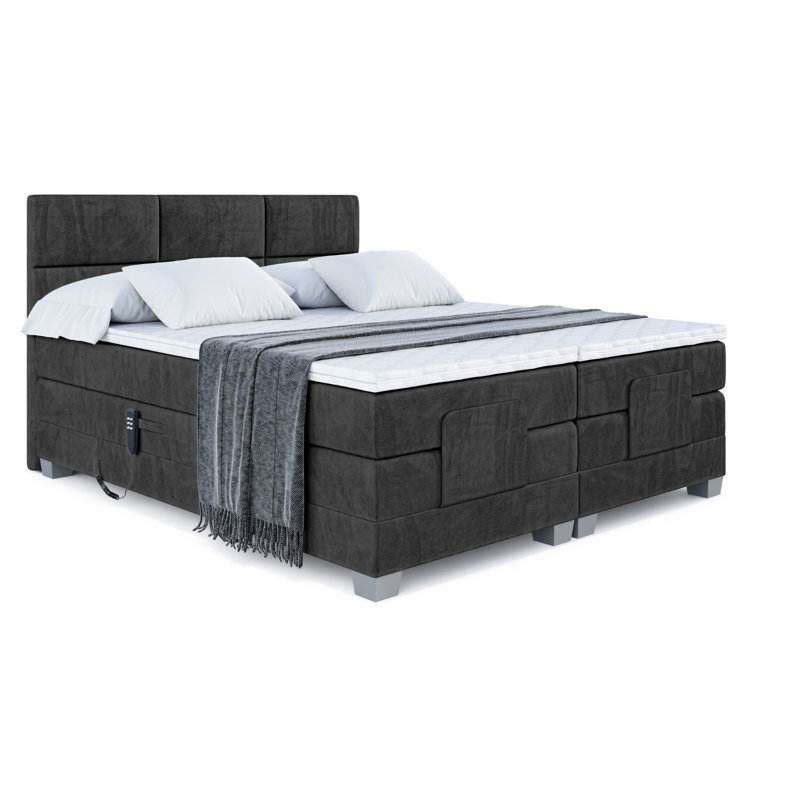 Orlo Pocket Spring Mattress Divan Bed Base, Black, 180cm W x 200cm L