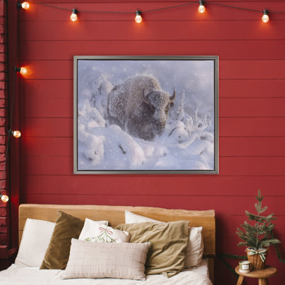Winter Bison In Deep Floating Frame, design by Collin Bogle
